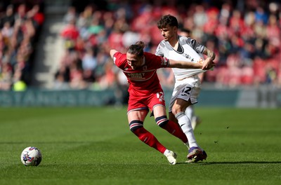 060424 - Middlesbrough v Swansea City - Sky Bet Championship - Luke Ayling of Middlesbrough and Jamie Paterson of Swansea City