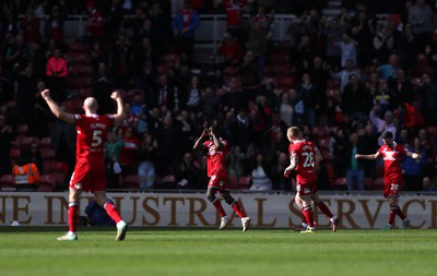 060424 - Middlesbrough v Swansea City - Sky Bet Championship - Emmanuel Latte Lath of Middlesbrough celebrates after putting his team 1-0 up