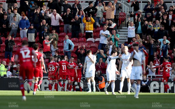 060424 - Middlesbrough v Swansea City - Sky Bet Championship - Emmanuel Latte Lath of Middlesbrough celebrates after scoring his second goal putting his side 2-0 up