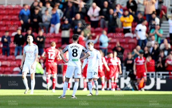 060424 - Middlesbrough v Swansea City - Sky Bet Championship - Swansea City players after going 2-0 down