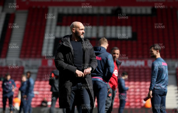 060424 - Middlesbrough v Swansea City - Sky Bet Championship - The Swansea City team arrive and check out the pitch Swansea City head coach Luke Williams