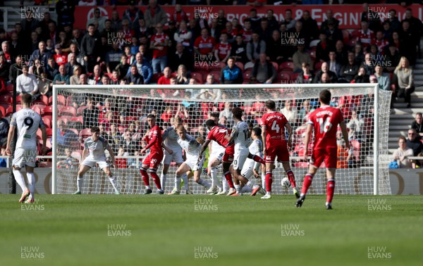 060424 - Middlesbrough v Swansea City - Sky Bet Championship - Emmanuel Latte Lath of Middlesbrough puts his team 1-0 up