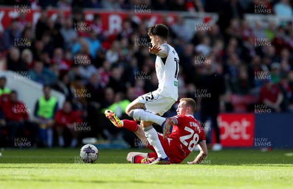 060424 - Middlesbrough v Swansea City - Sky Bet Championship - Lewis O'Brien of Middlesbrough and Jamie Paterson of Swansea City