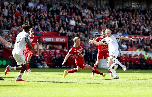 060424 - Middlesbrough v Swansea City - Sky Bet Championship - Harry Darling of Swansea City shoots at goal