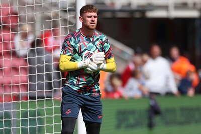 090825 - Middlesbrough v Swansea City - Sky Bet Championship - Swansea City's Andy Fisher warms up prior to the game