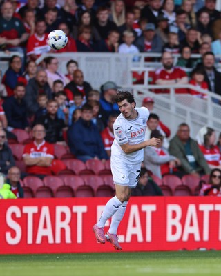 090825 - Middlesbrough v Swansea City - Sky Bet Championship - Swansea City's Josh Key heads clear from defence