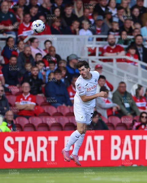 090825 - Middlesbrough v Swansea City - Sky Bet Championship - Swansea City's Josh Key heads clear from defence