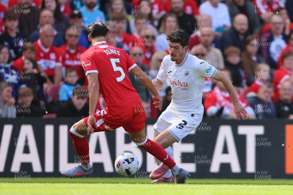 090825 - Middlesbrough v Swansea City - Sky Bet Championship - Swansea City's Josh Key takes on Middlesbrough's Alfie Jones