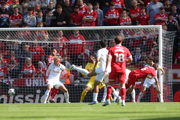 090825 - Middlesbrough v Swansea City - Sky Bet Championship - Middlesbrough's Dael Fry (6) heads them into a 1-0 lead