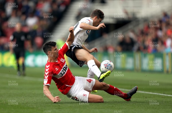 220918 - Middlesbrough v Swansea City - SkyBet Championship - Daniel Ayala of Middlesbrough and Daniel James of Swansea City