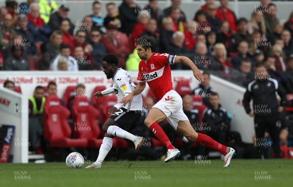 220918 - Middlesbrough v Swansea City - SkyBet Championship - George Friend of Middlesbrough and Nathan Dyer of Swansea City