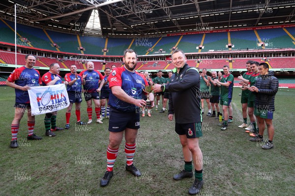 220324 - Military Veterans Hubs - Forces Barbarians are presented with the trophy as Winners 
