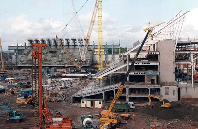 300998 - Millennium Stadium -  Work continues in Cardiff on the home of the 1999 Rugby World Cup