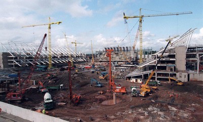 300998 - Millennium Stadium -  Work continues in Cardiff on the home of the 1999 Rugby World Cup