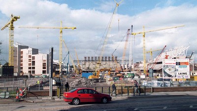 300998 - Millennium Stadium -  Work continues in Cardiff on the home of the 1999 Rugby World Cup