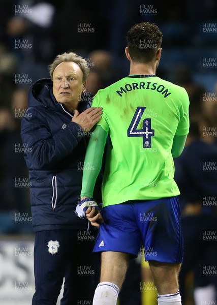 090218 - Millwall v Cardiff City - SkyBet Championship - Cardiff Manager Neil Warnock and Sean Morrison at full time