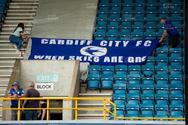 030922 - Millwall v Cardiff City - Sky Bet Championship - Cardiff fans lay out flag