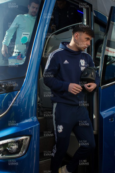 120222 - Millwall v Cardiff City - Sky Bet Championship - Cardiff City players arrive at The Den