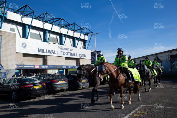 120222 - Millwall v Cardiff City - Sky Bet Championship - Mounted Police at The Den