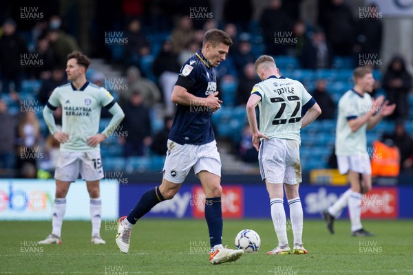 120222 - Millwall v Cardiff City - Sky Bet Championship - Tommy Doyle of Cardiff City looks dejected