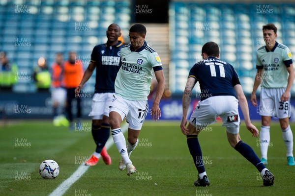 120222 - Millwall v Cardiff City - Sky Bet Championship - Cody Drameh of Cardiff City controls the ball