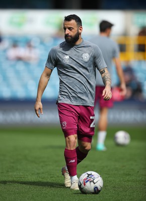 130424 - Millwall v Cardiff City - Sky Bet Championship - Manolis Siopis of Cardiff City warms up before kick-off