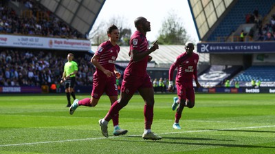 130424 - Millwall v Cardiff City - Sky Bet Championship - Yakou Meite of Cardiff celebrates scoring a goal