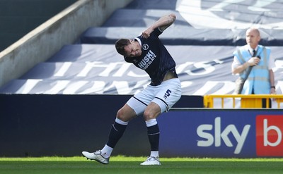 130424 - Millwall v Cardiff City - Sky Bet Championship - Goal celebrations for Jake Cooper of Millwall