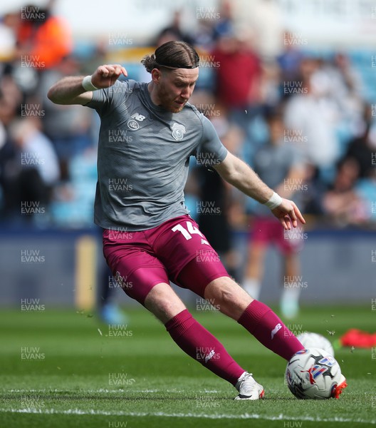 130424 - Millwall v Cardiff City - Sky Bet Championship - Josh Bowler of Cardiff City warms up before kick-off