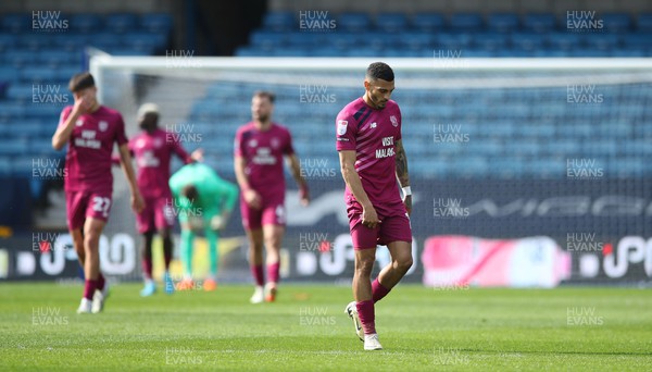 130424 - Millwall v Cardiff City - Sky Bet Championship - Karlan Grant of Cardiff City looks dejected after a goal from Jake Cooper of Millwall 