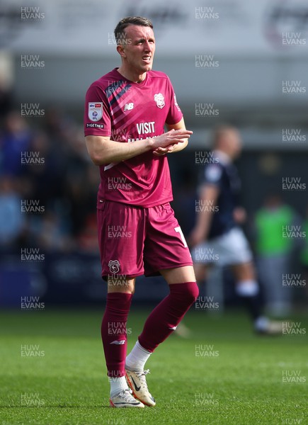 130424 - Millwall v Cardiff City - Sky Bet Championship - David Turnbull of Cardiff City applauds fans after the full-time whistle