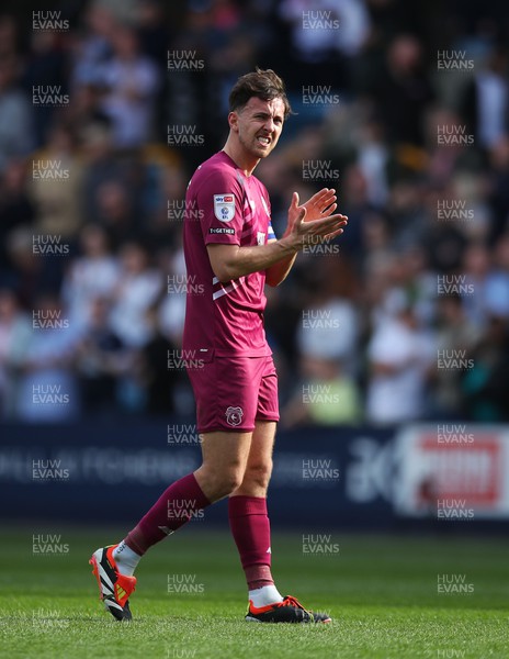 130424 - Millwall v Cardiff City - Sky Bet Championship - Ryan Wintle of Cardiff City applauds fans after the full-time whistle