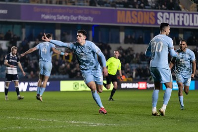 210125 - Millwall v Cardiff City - Sky Bet Championship - Yousef Salech of Cardiff City celebrates after scoring his side’s second goal to make it 2 - 2