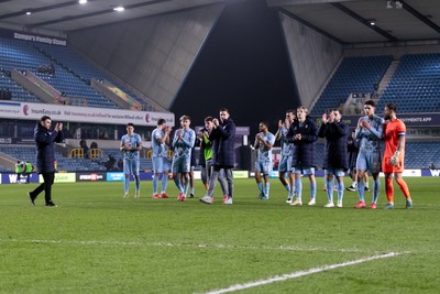 210125 - Millwall v Cardiff City - Sky Bet Championship - Players of Cardiff City applaud the fans after the final whistle