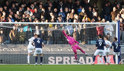 040126 - Millwall v Swansea City, EFL Sky Bet Championship - Swansea City goalkeeper Lawrence Vigouroux tips the ball over the bar