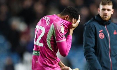 040126 - Millwall v Swansea City, EFL Sky Bet Championship -  Swansea City goalkeeper Lawrence Vigouroux at the end of the match