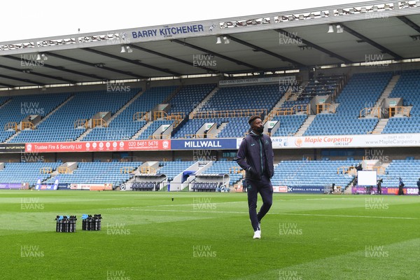 100421 - Millwall v Swansea City - Sky Bet Championship - Jamal Lowe of Swansea City arrives at the ground