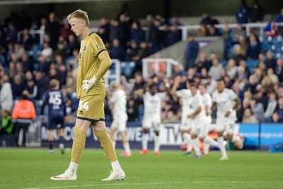 131026 - Millwall v Swansea City - Sky Bet Championship -  Filip Marschall of Millwall reaction to Ronald Pereira Martin of Swansea City goal