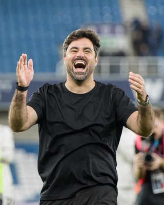 131026 - Millwall v Swansea City - Sky Bet Championship -  Vitor Matos manager of Swansea City celebrates with fans