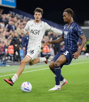 131026 - Millwall v Swansea City - Sky Bet Championship -  Filip Lissah of Swansea City and Zak Sturge of Millwall in action