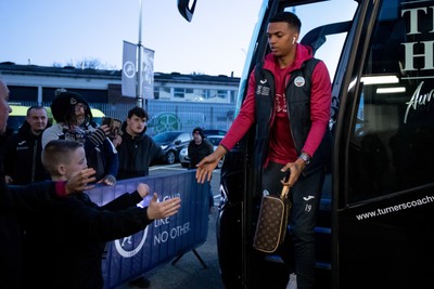 140323 - Millwall v Swansea City - Sky Bet Championship - Swansea City squad arrives at The Den