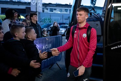 140323 - Millwall v Swansea City - Sky Bet Championship - Swansea City squad arrives at The Den