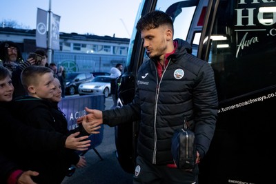 140323 - Millwall v Swansea City - Sky Bet Championship - Swansea City squad arrives at The Den