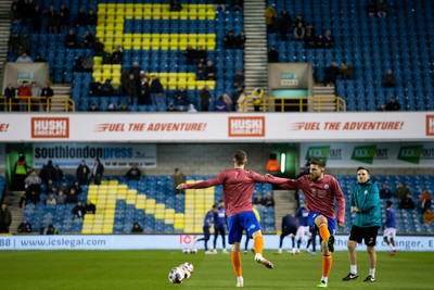 140323 - Millwall v Swansea City - Sky Bet Championship - Swansea City squad warms up