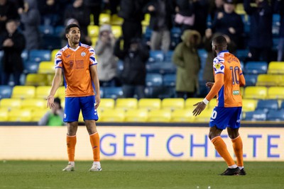 140323 - Millwall v Swansea City - Sky Bet Championship - Ben Cabango of Swansea City argues with Olivier Ntcham of Swansea City