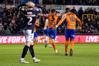 140323 - Millwall v Swansea City - Sky Bet Championship - Ryan Manning of Swansea City celebrates after scoring