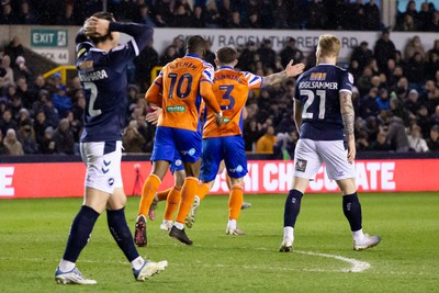 140323 - Millwall v Swansea City - Sky Bet Championship - Ryan Manning of Swansea City celebrates after scoring