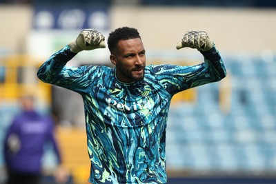 260425 - Millwall v Swansea City - Sky Bet Championship - Lawrence Vigouroux of Swansea warms up 