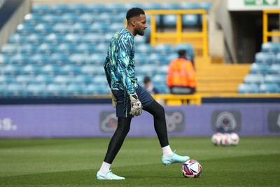 260425 - Millwall v Swansea City - Sky Bet Championship - Lawrence Vigouroux of Swansea warms up 