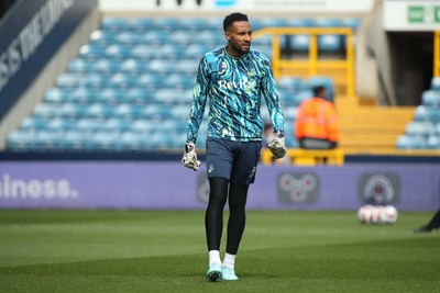 260425 - Millwall v Swansea City - Sky Bet Championship - Lawrence Vigouroux of Swansea warms up 